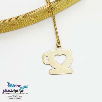آویز ساعت طلا طرح فانتزی - فنجان - قلب