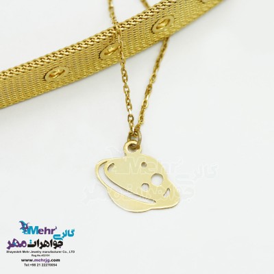 آویز ساعت طلا طرح سیاره زحل