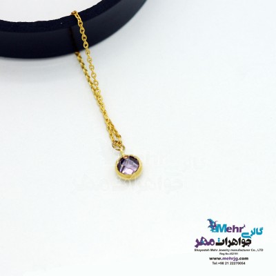 آویز ساعت طلا طرح سنگ بنفش
