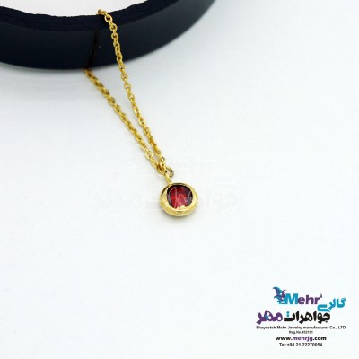 آویز ساعت طلا طرح سنگ قرمز