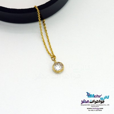 آویز ساعت طلا طرح سنگ سفید