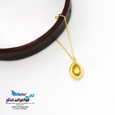 آویز ساعت طلا طرح سنگ زرد