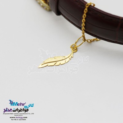 آویز ساعت طلا طرح پر