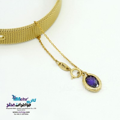 آویز ساعت طلا - طرح سنگ بنفش
