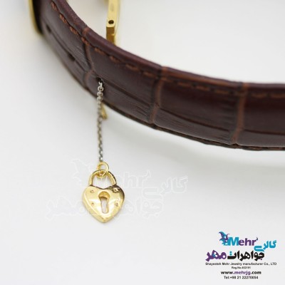 آویز ساعت طلا - طرح قفل