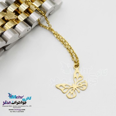 آویز ساعت طلا - طرح پروانه