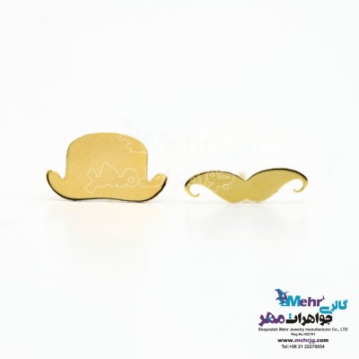 گوشواره طلا - طرح کلاه و سبیل