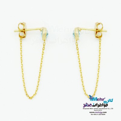 گوشواره طلا - طرح سنگ آبی