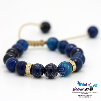 دستبند طلا و سنگ - طرح رینگ