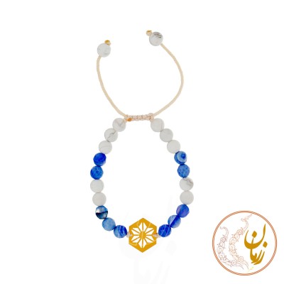 دستبند طلا و سنگ - طرح هندسی