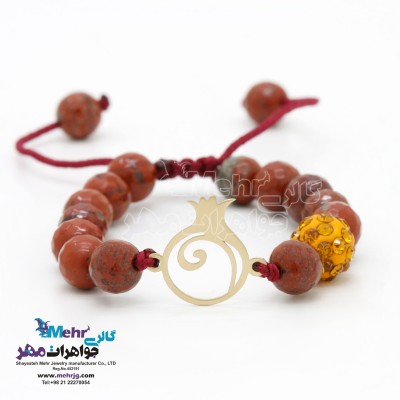 دستبند طلا و سنگ - طرح انار