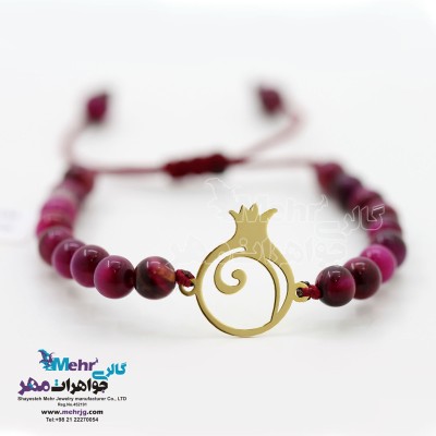 دستبند طلا و سنگ - طرح انار