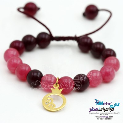 دستبند طلا و سنگ - طرح انار