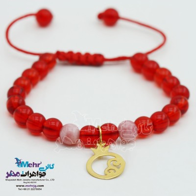 دستبند طلا و مهره - طرح انار