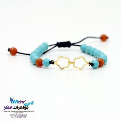 دستبند طلا و سنگ - طرح گل
