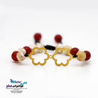 دستبند طلا و سنگ - طرح گل