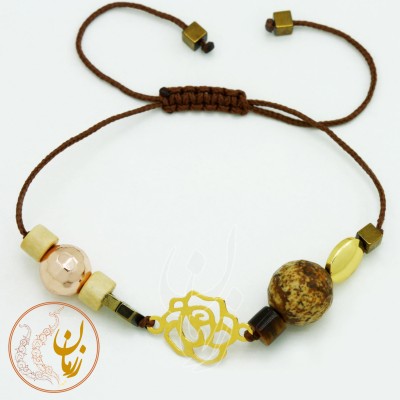 دستبند طلا و مهره - طرح گل