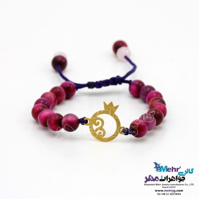 دستبند طلا و سنگ - طرح انار