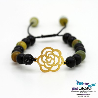 دستبند طلا و سنگ - طرح گل