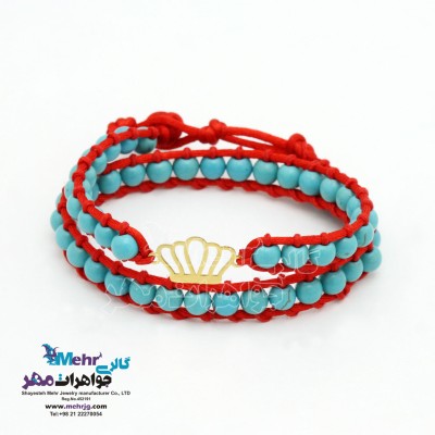 دستبند طلا و سنگ - طرح تاج