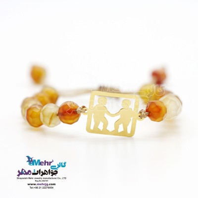 دستبند طلا و سنگ - طرح ماه تولد خرداد