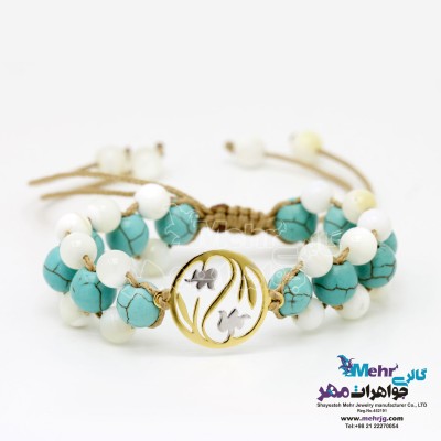 دستبند طلا و سنگ - طرح گل لاله