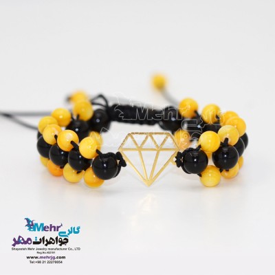 دستبند طلا و سنگ - طرح الماس