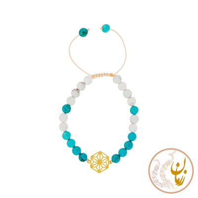 دستبند طلا و سنگ - طرح هندسی