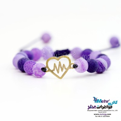 دستبند طلا و سنگ - طرح قلب و ضربان
