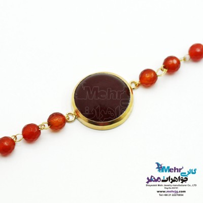 دستبند طلا و سنگ - سنگ عقیق