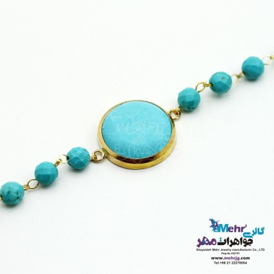 دستبند طلا و سنگ - سنگ فیروزه