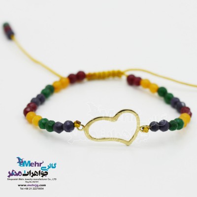 دستبند طلا و سنگ - طرح قلب