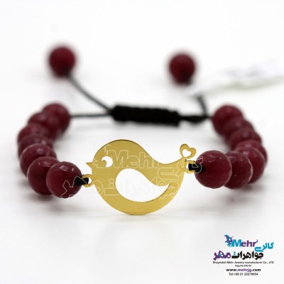 دستبند طلا و سنگ - طرح جوجه