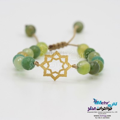 دستبند طلا و سنگ - طرح هندسی