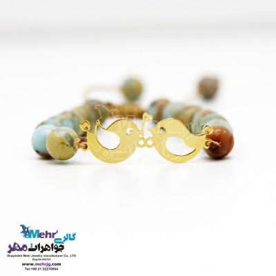 دستبند طلا و سنگ - طرح جوجه