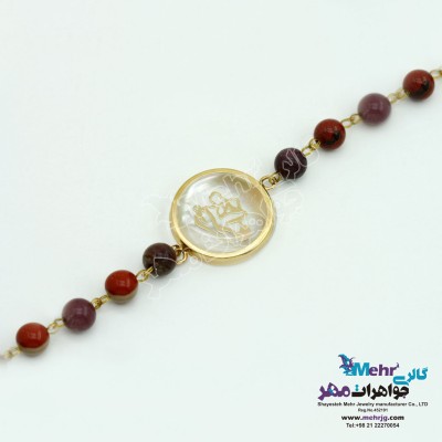 دستبند طلا و سنگ - طرح مادر و بچه