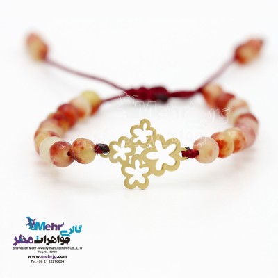 دستبند طلا و سنگ - طرح گل