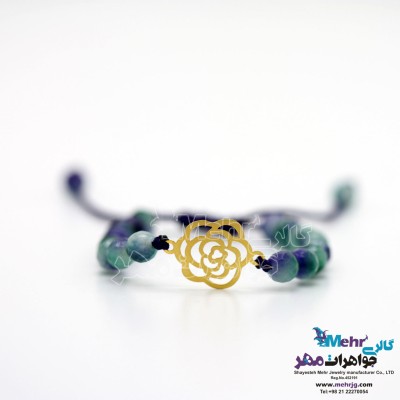 دستبند طلا و سنگ - طرح گل