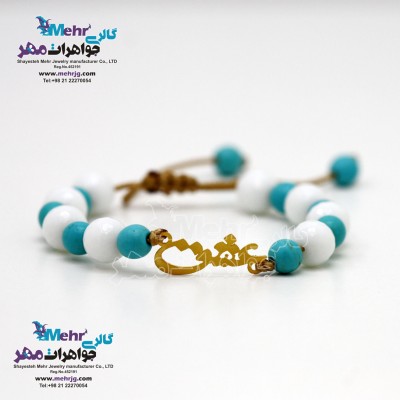 دستبند طلا و سنگ - طرح عشق