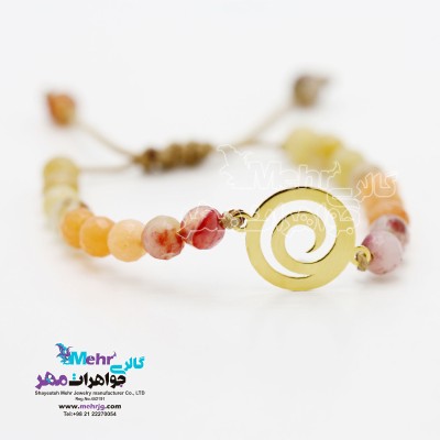دستبند طلا و سنگ - طرح مهره مار