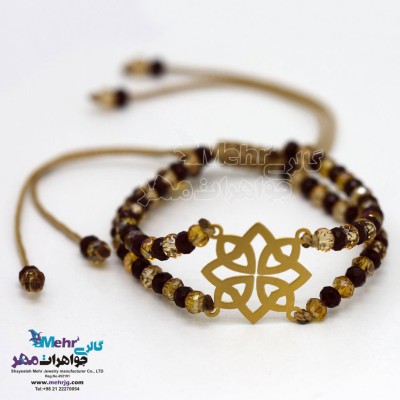 دستبند طلا و مهره - طرح هندسی