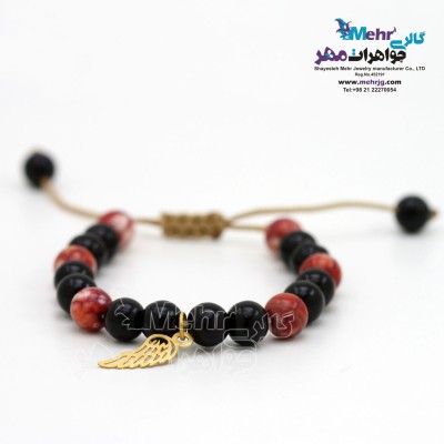 دستبند طلا و سنگ - طرح بال