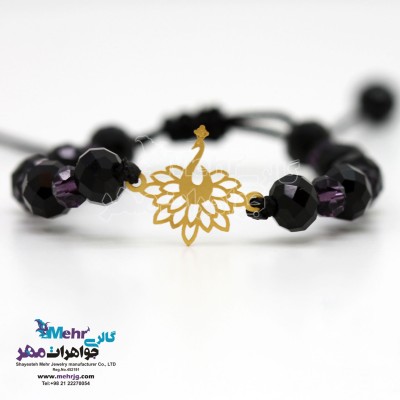 دستبند طلا و سنگ - طرح طاووس