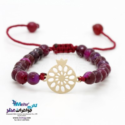 دستبند طلا و سنگ - طرح انار