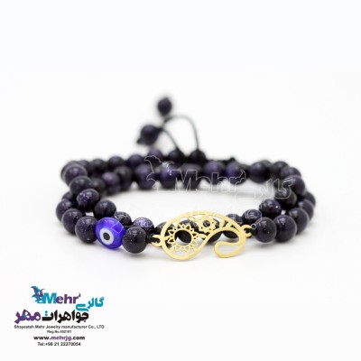 دستبند طلا و سنگ - طرح بته جقه