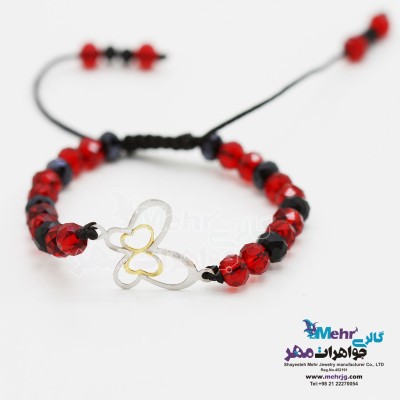 دستبند طلا و مهره - طرح پروانه