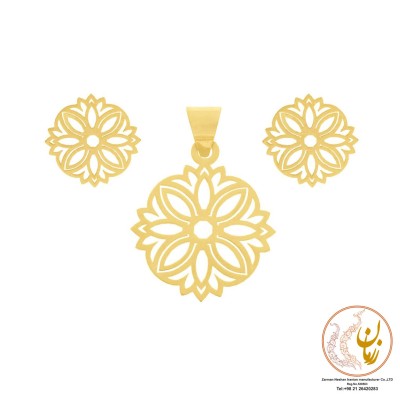 نیم ست طلا - آویز و گوشواره - طرح گل