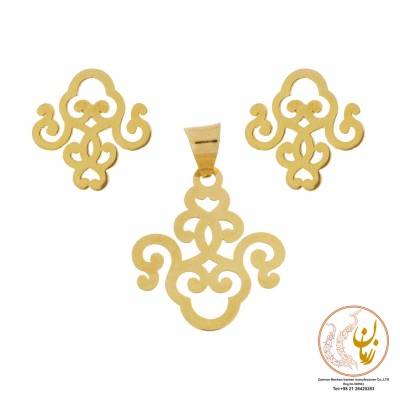 نیم ست طلا - آویز و گوشواره - طرح اسلیمی