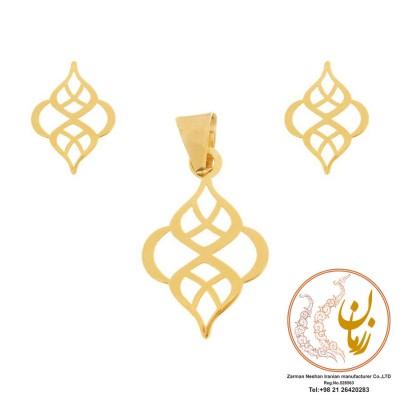 نیم ست طلا - آویز و گوشواره - طرح اسلیمی