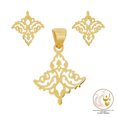 نیم ست طلا - آویز و گوشواره - طرح اسلیمی